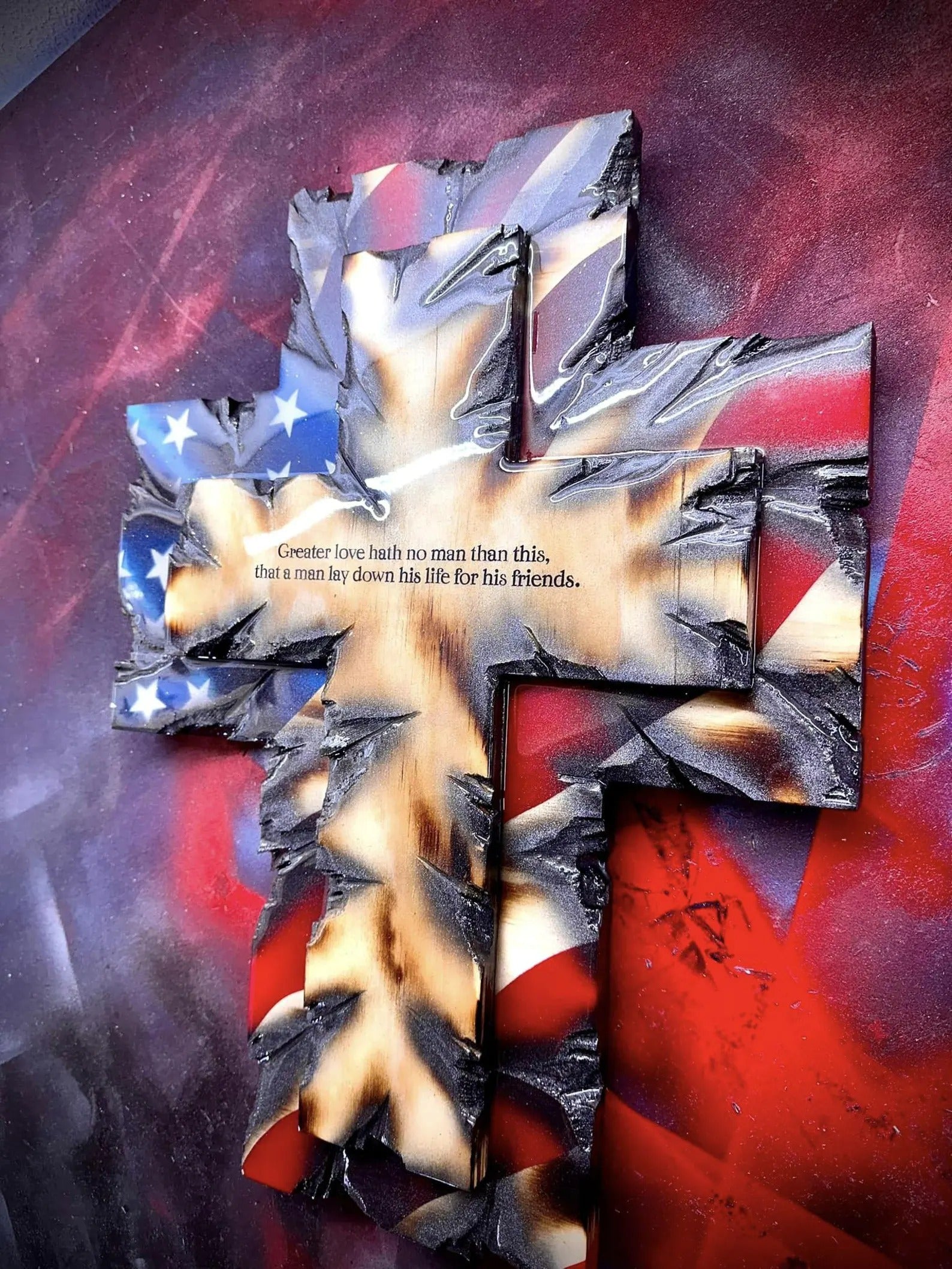 Rustic American Flag Wooden Cross Wall Decor